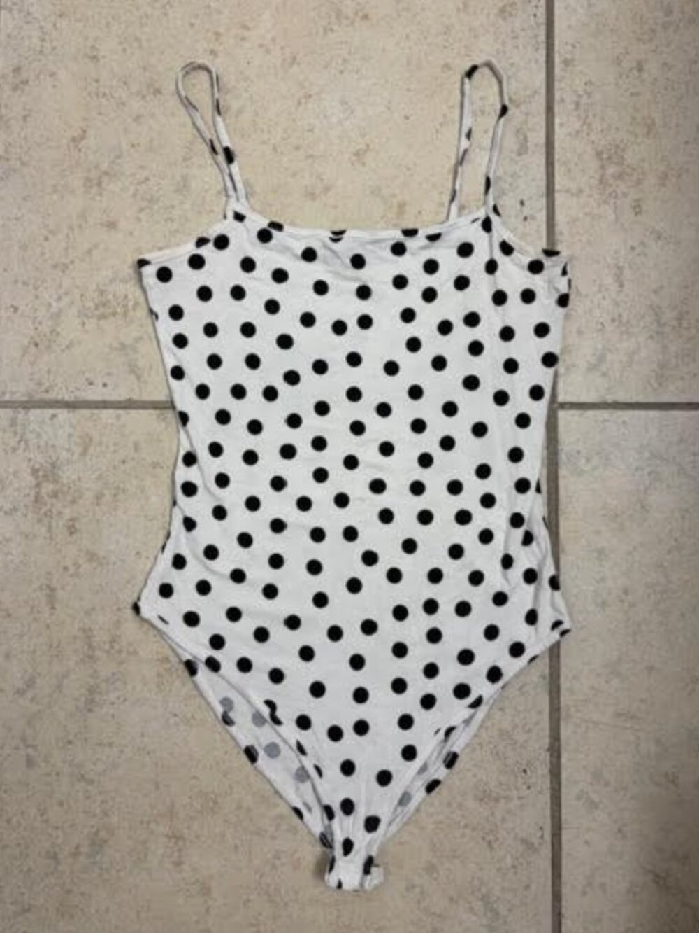 PRIMARK Women's Bodysuit US4 Small White Black Polka Dot Spaghetti Straps